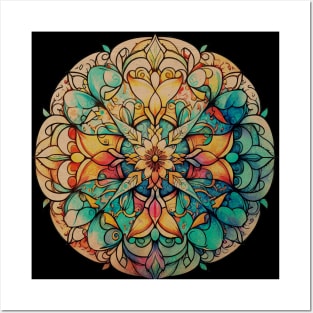Collar of Romance Vintage Stained Glass Mandala Posters and Art